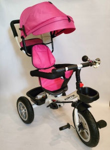 3-х колесный KORTIK 004 (SJ-004L, розовый, поворотное на 360 градусов сиденье, 12" и 10", надувные колеса)