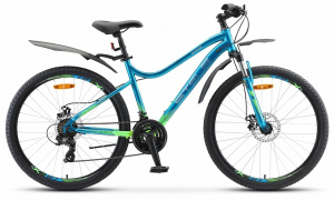 26" Stels Miss-5100 MD Велосипед (V040, 26", 21 скорость, Сталь, 15", морская волна, Дисковый механический)