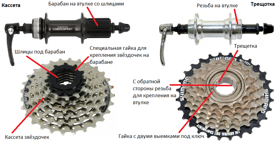 Схема трещетки на велосипеде